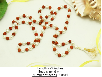 Pearl and Rudraksha Mala Design 1